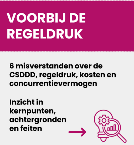publication cover - Voorbij de regeldruk: 6 misverstanden over de CSDDD, regeldruk, concurrentievermogen en kosten